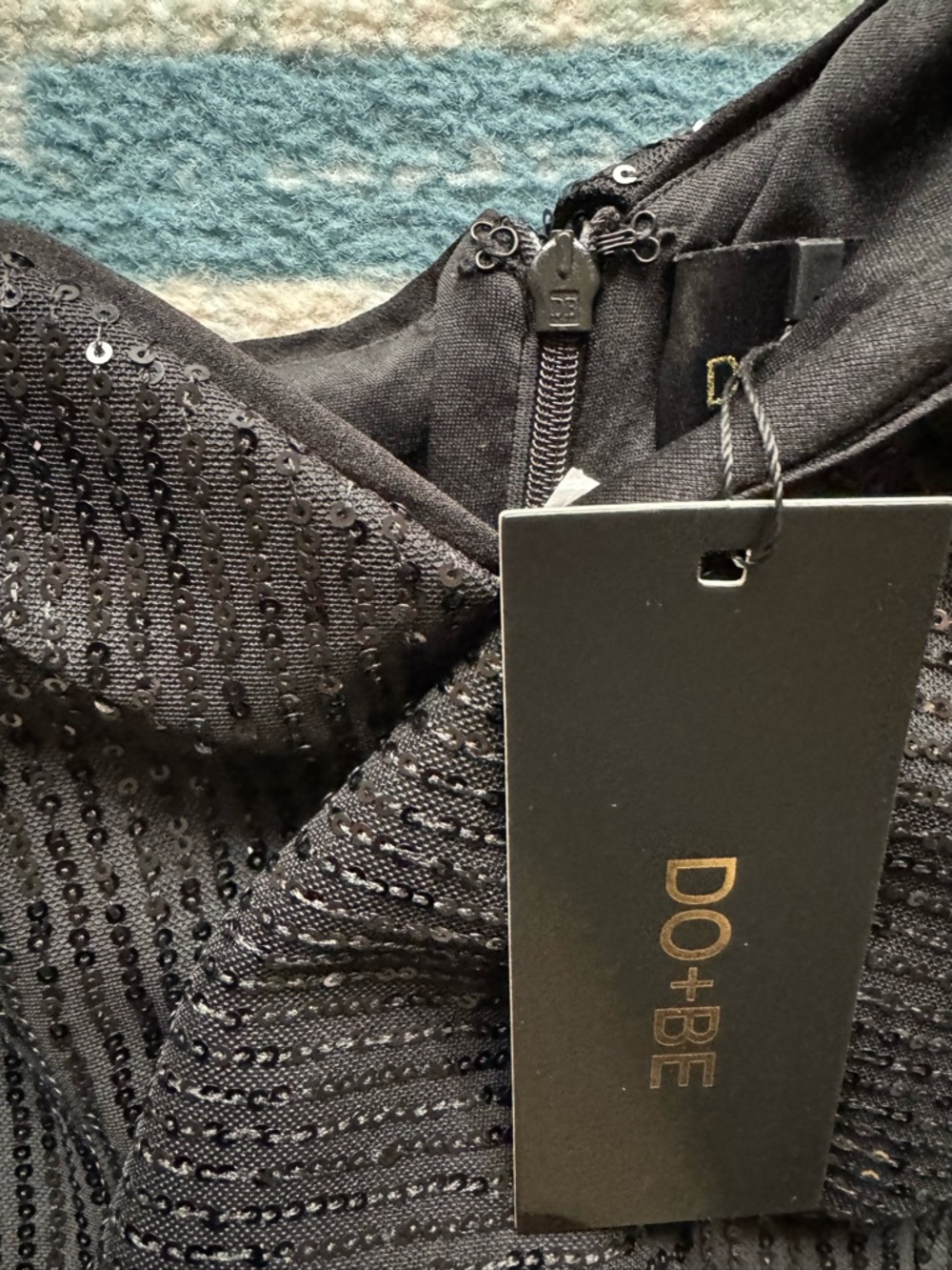 DO+BE Black One-Shoulder Sequin Ruffle Mini Dress medium - Picture 5 of 8